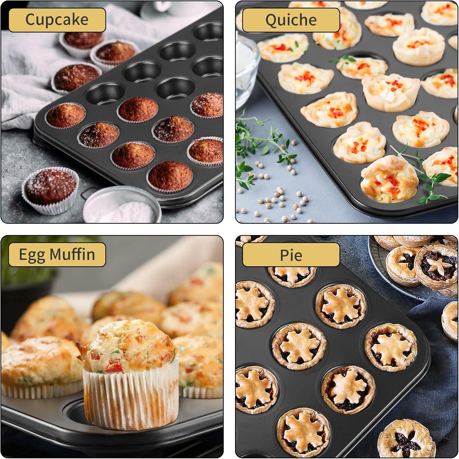Mufipaan Mini Muffin Pan – 24-Cup Non-Stick Carbon Steel Cupcake Tray for Bite-Sized Baking - Image 6